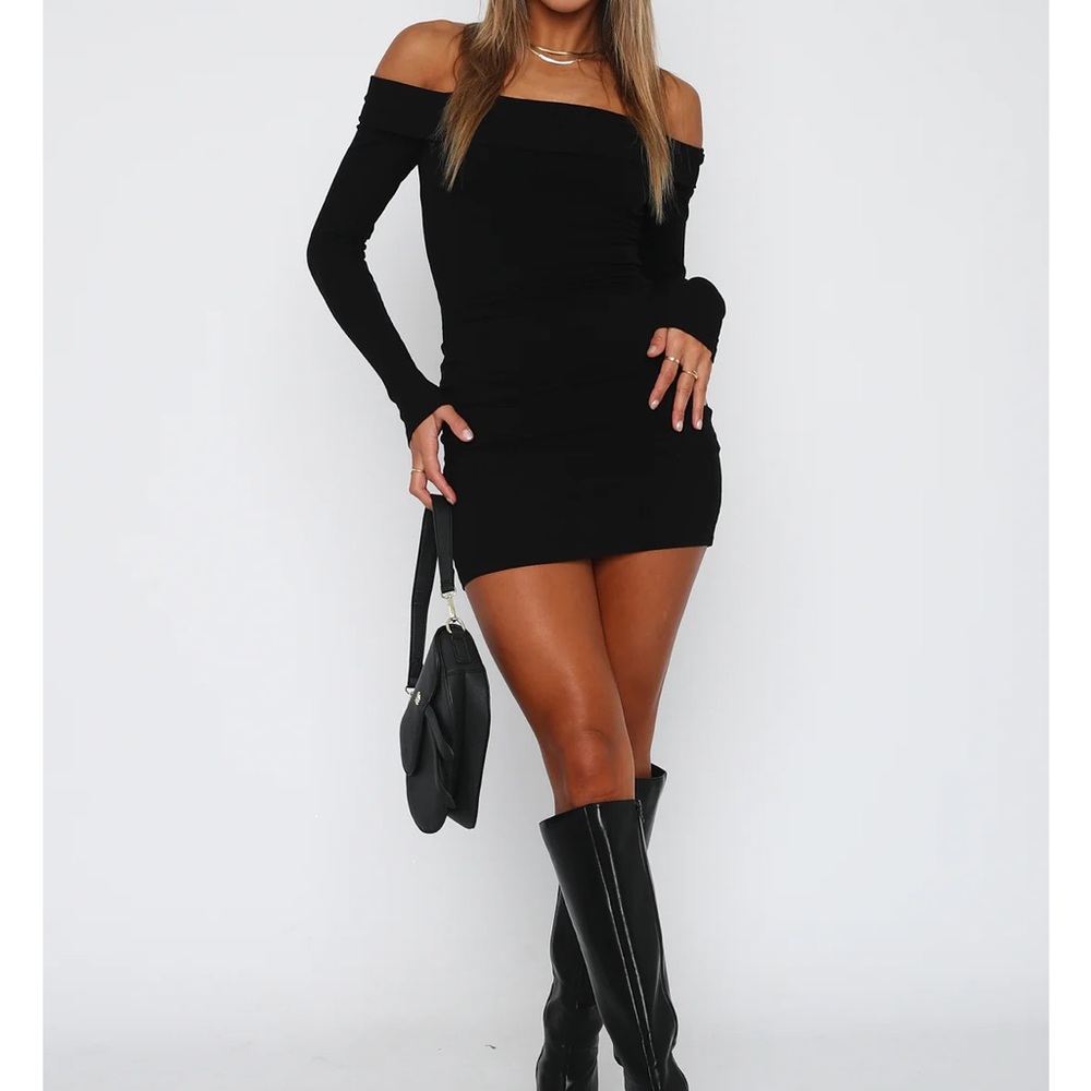 Black Ribbed Mini Dress